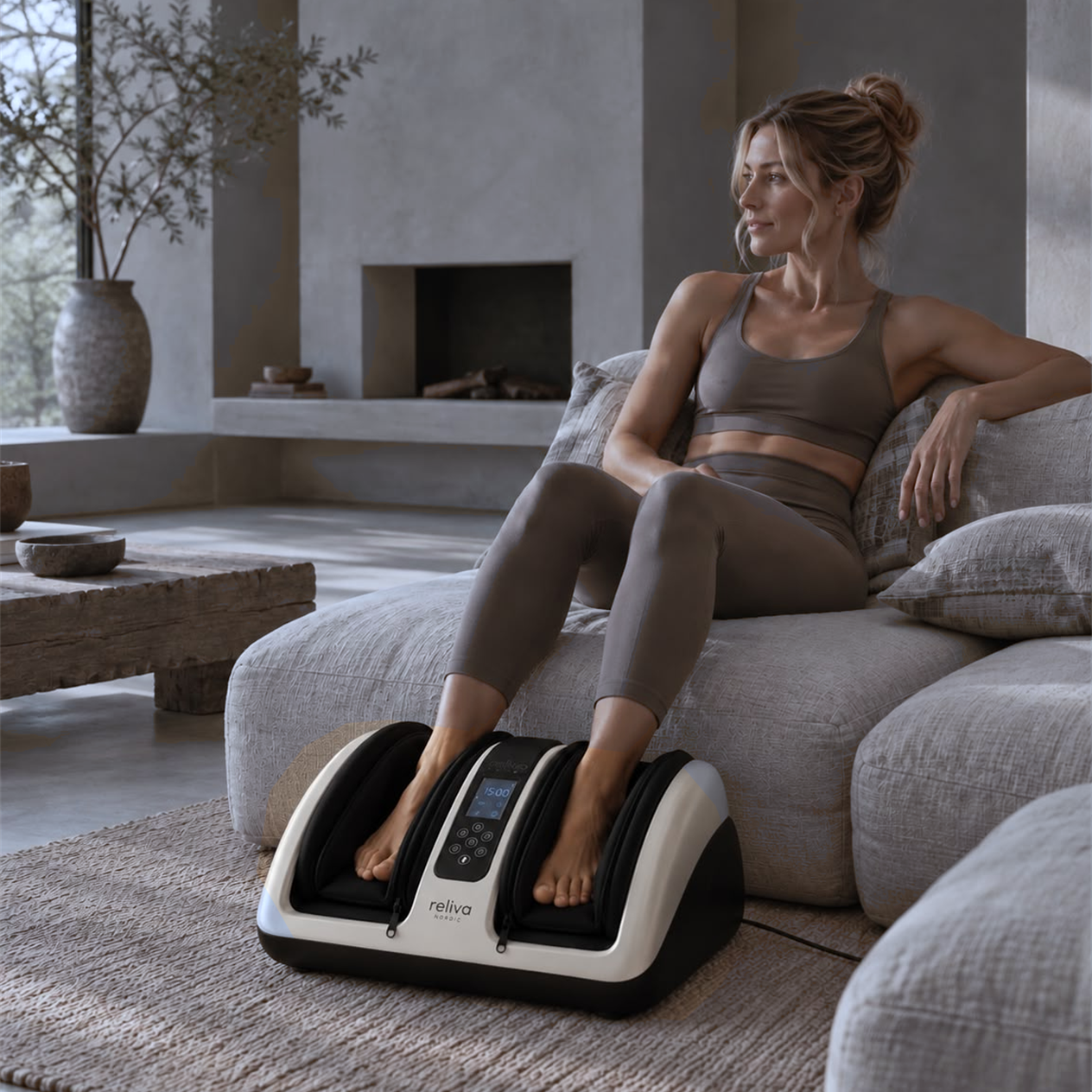 Kvinde slapper af med Reliva Nordic Foot Pro